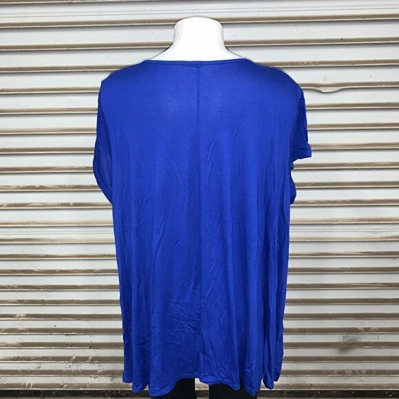 Decree blue plus size V neck short sleeve top - Picture 6 of 7